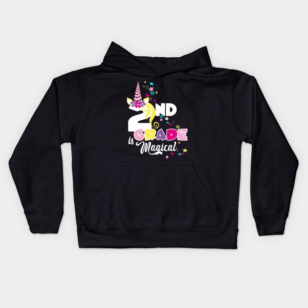 Second Grade Girls Unicorn 2nd Grader Magical Unicorn Lover Gift Kids Hoodie by Bezra